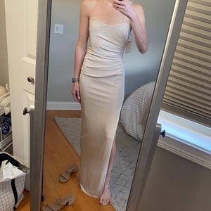 Nude ruched dress
